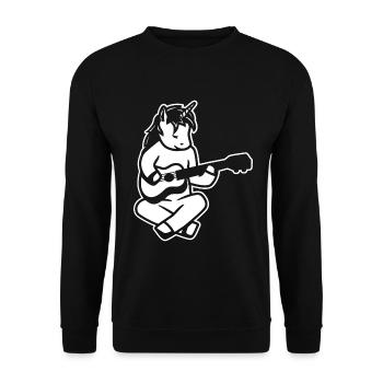 Einhorn Ukulelist - Unisex Pullover - Schwarz - Vorne - Alina (178cm) & Michal (187cm)
