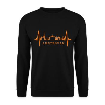 Amsterdam Skyline Netherlands Heartbeat Holland - Unisex Sweatshirt - black - Front - Alina (178cm) & Michal (187cm)