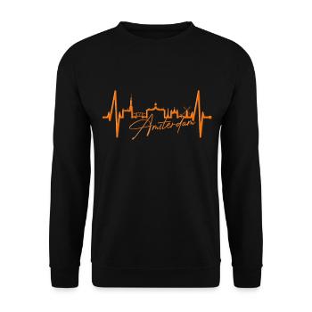 Amsterdam Skyline Netherlands Heartbeat Holland - Unisex Sweatshirt - black - Front - Alina (178cm) & Michal (187cm)