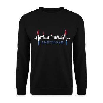 Amsterdam Skyline Netherlands Heartbeat Holland - Unisex Sweatshirt - black - Front - Alina (178cm) & Michal (187cm)