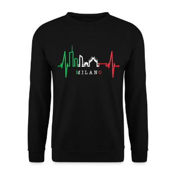Mailand Skyline Italien Herzschlag Fan Love Milano - Unisex Pullover - Schwarz - Vorne - Alina (178cm) & Michal (187cm)