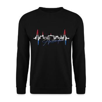 Amsterdam Skyline Netherlands Heartbeat Holland - Unisex Sweatshirt - black - Front - Alina (178cm) & Michal (187cm)