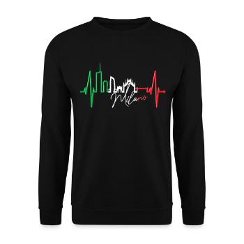 Mailand Skyline Italien Herzschlag Fan Love Milano - Unisex Pullover - Schwarz - Vorne - Alina (178cm) & Michal (187cm)