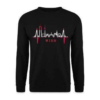Vienna Skyline Heartbeat Austria Love Vienna - Unisex Sweatshirt - black - Front - Alina (178cm) & Michal (187cm)