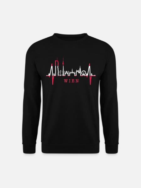 Wien Skyline Herzschlag Österreich Liebe Vienna - Unisex Pullover - Schwarz