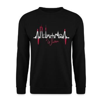 Vienna Skyline Heartbeat Austria Love Vienna - Unisex Sweatshirt - black - Front - Alina (178cm) & Michal (187cm)