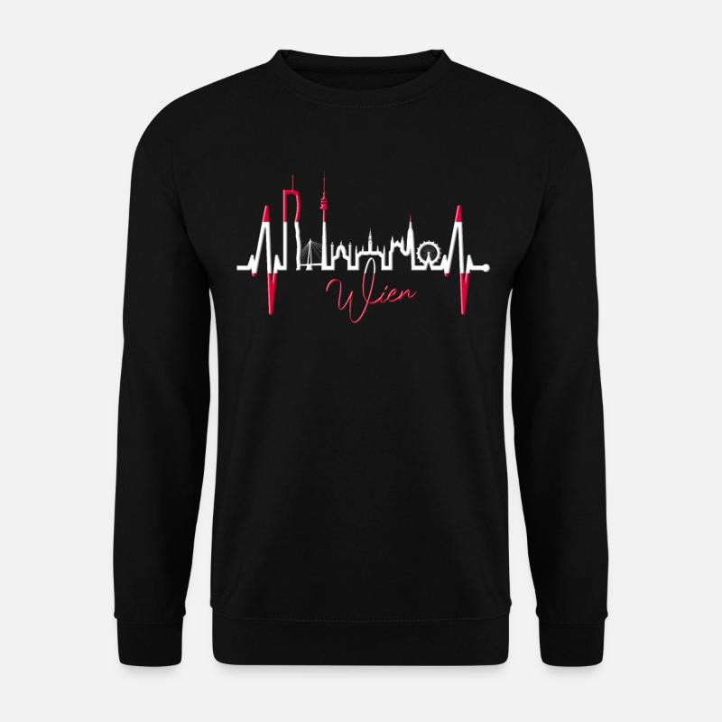 Wien Skyline Herzschlag Österreich Liebe Vienna - Unisex Pullover - Schwarz