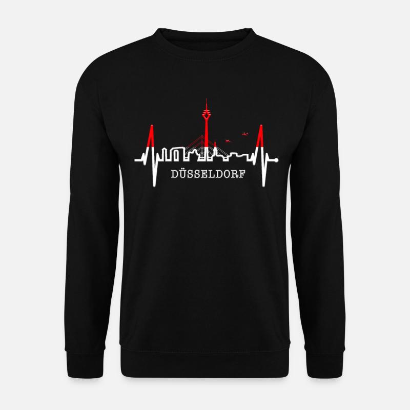 Düsseldorf Skyline Herzschlag Liebe Düsseldorfer - Unisex Pullover - Schwarz