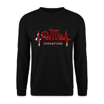 Singapour Skyline Heartbeat Asie J’aime Singapour - Sweat-shirt Unisexe - noir - Devant - Alina (178cm) & Michal (187cm)