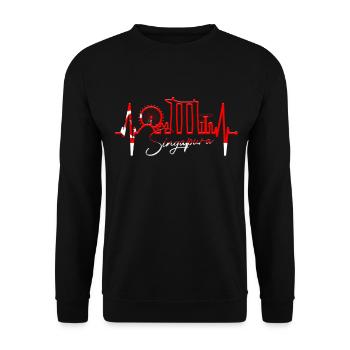 Singapour Skyline Heartbeat Asie J’aime Singapour - Sweat-shirt Unisexe - noir - Devant - Alina (178cm) & Michal (187cm)