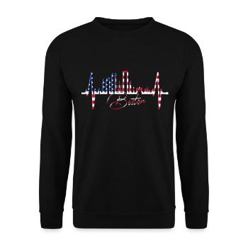Boston Skyline Heartbeat USA Fan Heart Pulse Love - Unisex Sweatshirt - black - Front - Alina (178cm) & Michal (187cm)