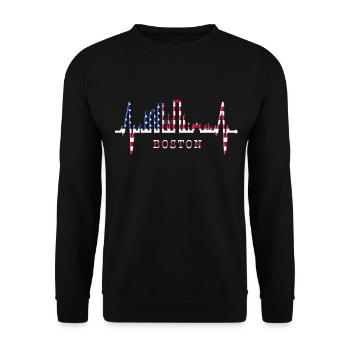 Boston Skyline Heartbeat USA Fan Heart Pulse Love - Unisex Sweatshirt - black - Front - Alina (178cm) & Michal (187cm)
