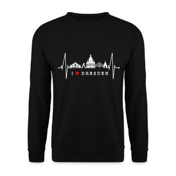 Dresde Skyline Heartbeat Dresde Heart Love Fan - Sweat-shirt Unisexe - noir - Devant - Alina (178cm) & Michal (187cm)