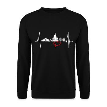 Dresden Skyline Heartbeat Dresden Heart Love Fan - Unisex Sweatshirt - black - Front - Alina (178cm) & Michal (187cm)