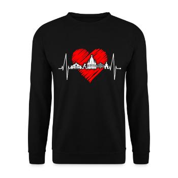 Dresde Skyline Heartbeat Dresde Heart Love Fan - Sweat-shirt Unisexe - noir - Devant - Alina (178cm) & Michal (187cm)