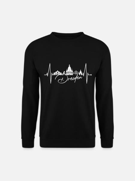 Dresden Skyline Herzschlag Dresdner Herz Liebe Fan - Unisex Pullover - Schwarz