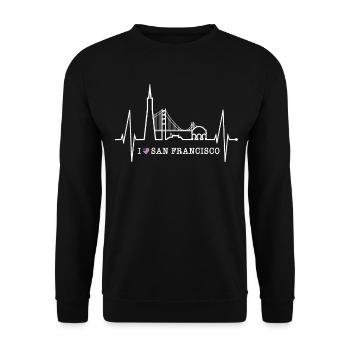 San Francisco Skyline Heartbeat California USA - Unisex Sweatshirt - black - Front - Alina (178cm) & Michal (187cm)