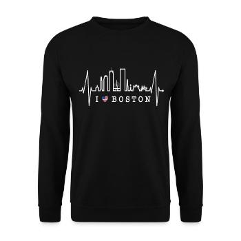 Boston Skyline Heartbeat USA Fan Heart Pulse Love - Unisex Sweatshirt - black - Front - Alina (178cm) & Michal (187cm)