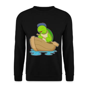 Turtle Small Boat - Unisex Sweatshirt - black - Front - Alina (178cm) & Michal (187cm)