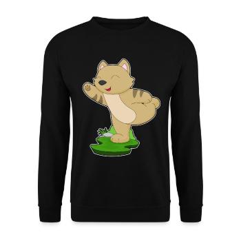 Chat Yoga Fitness Gymnastique - Sweat-shirt Unisexe - noir - Devant - Alina (178cm) & Michal (187cm)