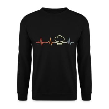 Retro Kochmütze Herzlinie - Unisex Pullover - Schwarz - Vorne - Alina (178cm) & Michal (187cm)