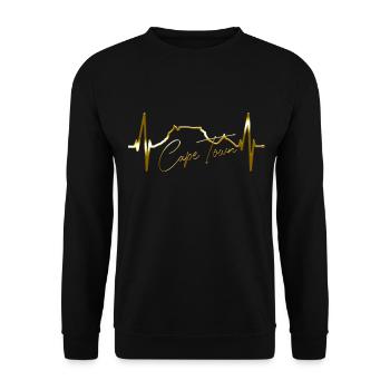 Kapstadt Skyline Herzschlag Südafrika Tafelberg - Unisex Pullover - Schwarz - Vorne - Alina (178cm) & Michal (187cm)