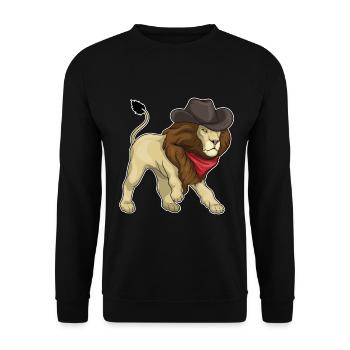 Löwe Cowboy Cowboyhut - Unisex Pullover - Schwarz - Vorne - Alina (178cm) & Michal (187cm)