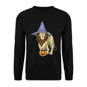 Lion Sorcière d’Halloween - Sweat-shirt Unisexe - noir - Devant - Alina (178cm) & Michal (187cm)