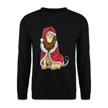Chapeau de père Noël Lion - Sweat-shirt Unisexe - noir - Devant - Alina (178cm) & Michal (187cm)