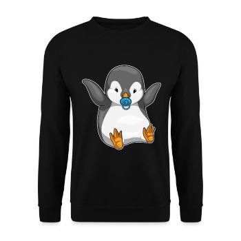 Tétine bébé pingouin - Sweat-shirt Unisexe - noir - Devant - Alina (178cm) & Michal (187cm)