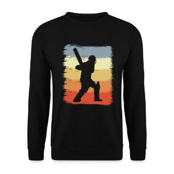 Vintage Cricket Batter - Unisex Sweatshirt - black - Front - Alina (178cm) & Michal (187cm)