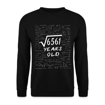 81. Geburtstag 81 Jahre Quadratwurzel aus 6561 - Unisex Pullover - Schwarz - Vorne - Alina (178cm) & Michal (187cm)