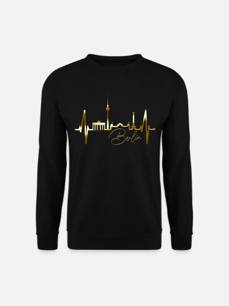 Berlin Skyline Herzschlag Herz Liebe Love Berliner - Unisex Pullover - Schwarz