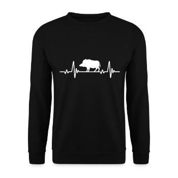 Wildschwein Herzschlag Wildsau EKG Keiler - Unisex Pullover - Schwarz - Vorne - Alina (178cm) & Michal (187cm)