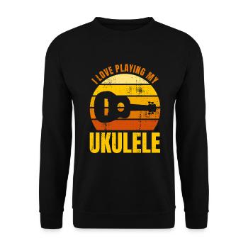 Motivierender Ukulele Spruch - Unisex Pullover - Schwarz - Vorne - Alina (178cm) & Michal (187cm)