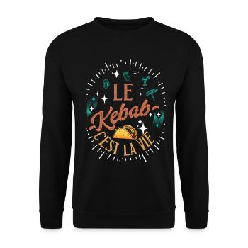LE Kebab C'EST LA VIE Viande Griller Fast food - Sweat-shirt Unisexe - noir - Devant - Alina (178cm) & Michal (187cm)