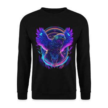 Flying Eagle Synthwave - Unisex Sweatshirt - black - Front - Alina (178cm) & Michal (187cm)