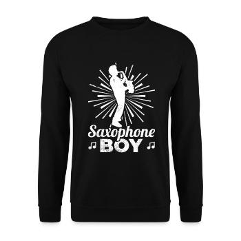 Saxophone Boy - Unisex Sweatshirt - black - Front - Alina (178cm) & Michal (187cm)