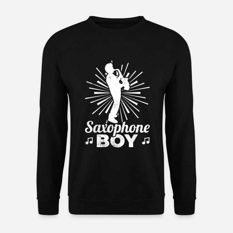 Saxophon Junge - Unisex Pullover - Schwarz