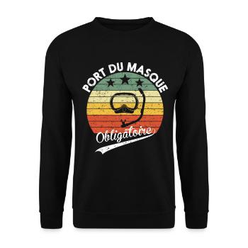 Port du Masque Obligatoire Humour Cadeau Plongée - Sweat-shirt Unisexe - noir - Devant - Alina (178cm) & Michal (187cm)