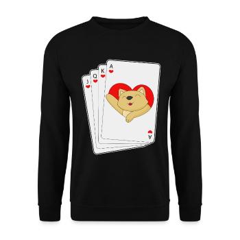 Katze Poker Pokerkarten - Unisex Pullover - Schwarz - Vorne - Alina (178cm) & Michal (187cm)