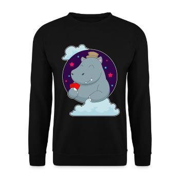 Nilpferd Poker Pokerkarten - Unisex Pullover - Schwarz - Vorne - Alina (178cm) & Michal (187cm)