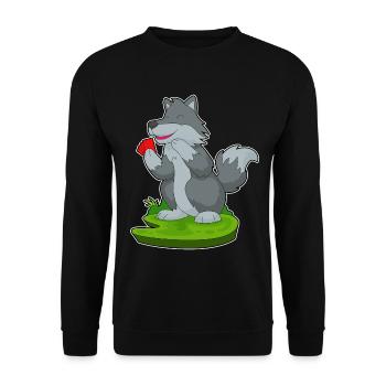 Wolf Poker Pokerkarten - Unisex Pullover - Schwarz - Vorne - Alina (178cm) & Michal (187cm)