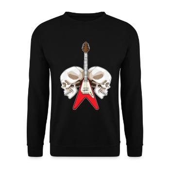 Totenkopf Elektrische Gitarre Musik - Unisex Pullover - Schwarz - Vorne - Alina (178cm) & Michal (187cm)