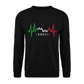 Venice Skyline Heartbeat Italie J’aime Venezia - Sweat-shirt Unisexe - noir - Devant - Alina (178cm) & Michal (187cm)