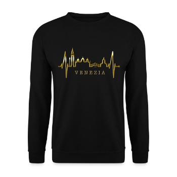 Venice Skyline Heartbeat Italy I Love Venezia - Unisex Sweatshirt - black - Front - Alina (178cm) & Michal (187cm)