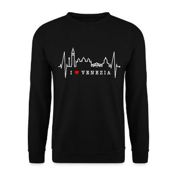Venice Skyline Heartbeat Italie J’aime Venezia - Sweat-shirt Unisexe - noir - Devant - Alina (178cm) & Michal (187cm)