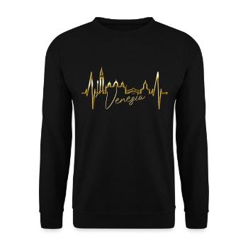 Venice Skyline Heartbeat Italy I Love Venezia - Unisex Sweatshirt - black - Front - Alina (178cm) & Michal (187cm)