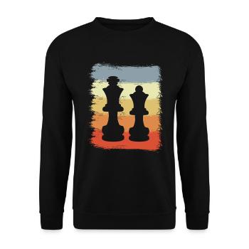 Vintage Chess Pieces - Unisex Sweatshirt - black - Front - Alina (178cm) & Michal (187cm)
