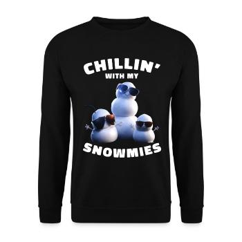 Chillin With My Snowmies Funny Snowmen - Unisex Sweatshirt - black - Front - Alina (178cm) & Michal (187cm)